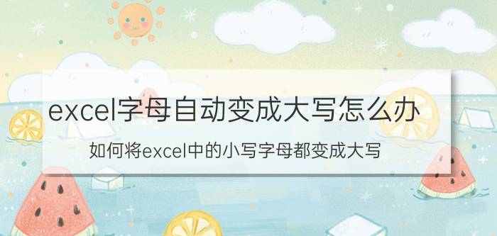 excel字母自动变成大写怎么办 如何将excel中的小写字母都变成大写？